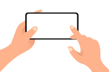 Phone Holding In Hand Blank White Screen Mockup Vector Illustration