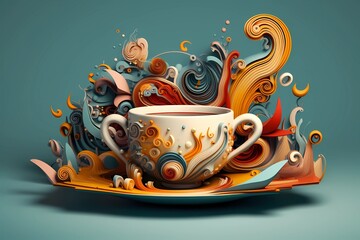 creative cups for tea, abstract solution