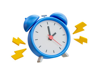 3d minimal quick time concept. urgent work. fast service. alarm clock with thunder icon. 3d illustration.