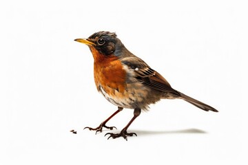 Fototapeta premium Erithacus rubeculas Robin, isolated on a white backdrop
