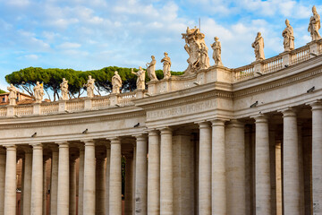 Statues of saints on colonnade of St. Peter's Basilica, Vatican