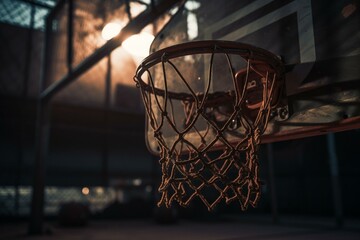 Authentic basketball hoop at a sports venue. Generative AI
