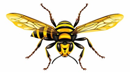  a yellow and black bee with long legs and a black body.  generative ai