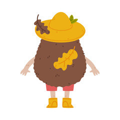 Cute Hedgehog Character in Hat and Shorts Stand Back View Vector Illustration