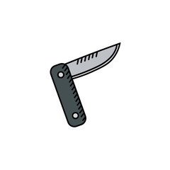 Folding Knife Doodle Sticker
