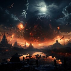 nocturnal fantasy landscape of other worlds and other universes
