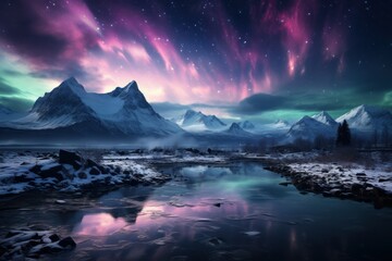 aurora borealis near the north pole