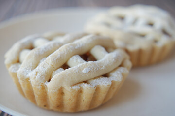 slice of apple pie cake on table 
