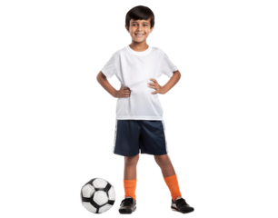Happy young football player, cut out
