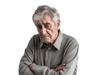 Depressed elderly man, cut out