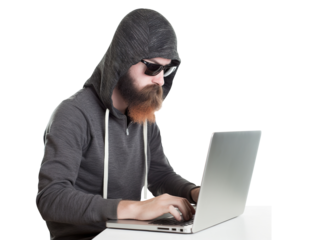 Hacker in black, cut out