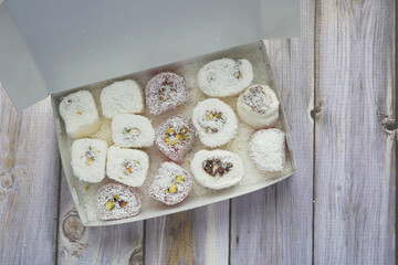 traditional Turkish delight With Nut in a take away packet 