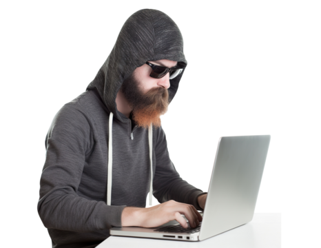 Hacker in black, cut out