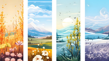 Le concept des saison (hiver, printemps, été, automne) en illustration. 