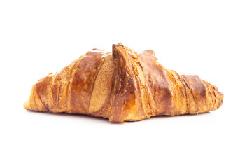 Fresh butter croissant isolated on white background.