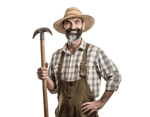 Cheerful middle-aged farmer, cut out
