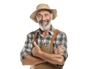 Cheerful middle-aged farmer, cut out