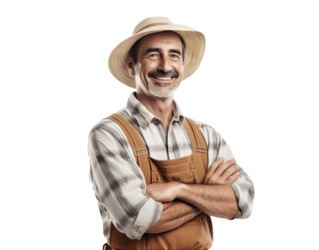 Cheerful middle-aged farmer, cut out