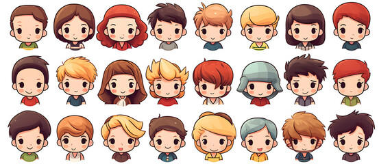 Obraz premium Différentes avatars de filles et de garçons. 
