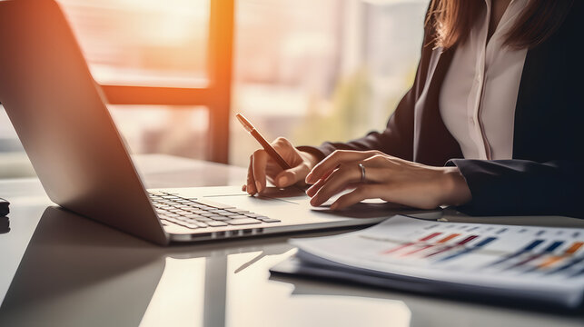 Une femme en train d'analyser les finance d'une entreprise.