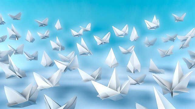 Illustration du concept d'envoi de mail - D&eacute;mat&eacute;rialisation des factures - Avions de papier - G&eacute;n&eacute;rative IA