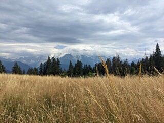 Mont Blanc in the clouds, Sallanche, French Alps - August 2023
