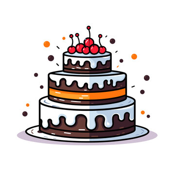 Vector cake isolated on white background, cake logo, cake icon, cake sticker