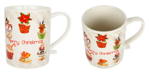 Images of a decorated mug on a white background