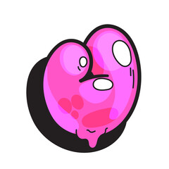 Cartoon pink doodle u letter in graffiti throw up style