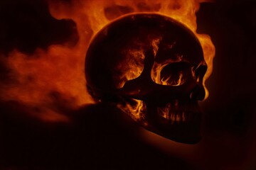 A Close Up Of A Skull On Fire