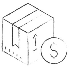 Hand drawn Dollar package boxillustration icon
