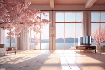 home room with a cherry tree view in Japan