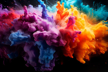 colorful paint on black background
