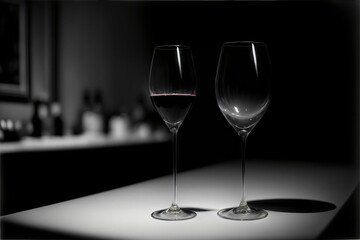 A Couple Of Wine Glasses Sitting On Top Of A Table