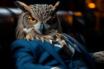 Schilderijen op glas elegant man in the suit of owl © ARAMYAN