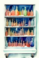 A Shelf Filled With Lots Of Different Colored Bottles