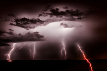 A Black And White Photo Of A Lightning Storm
