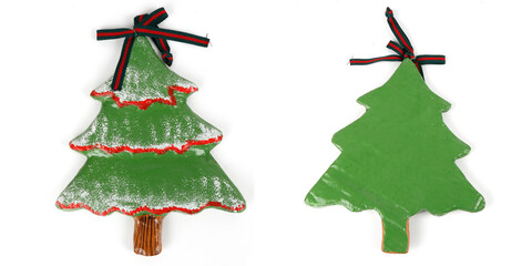 images of Christmas tree ornaments on a white background