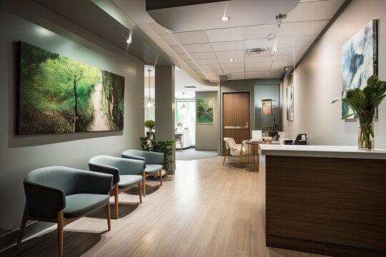 Modern And Welcoming Office With Waiting Room And Equipped Doctor's Office., Generative IA