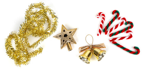 images of Christmas tree ornaments on a white background