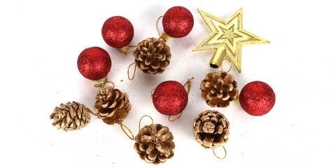 images of Christmas tree ornaments on a white background