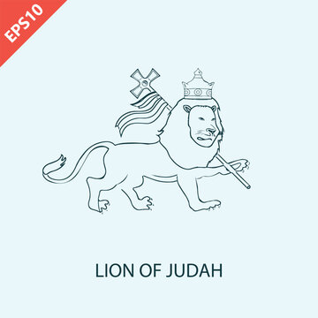 Hand drawn Lion of judah rastafarian reggae symbol design vector flat isolated illustration