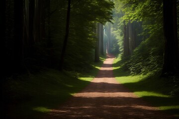 Fototapeta premium A Dirt Road In The Middle Of A Forest