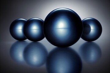 A Group Of Shiny Balls On A Reflective Surface