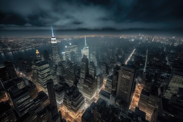 Empire State: Urban altitude, shining NYC. Luminous icon., generative IA