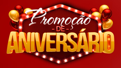 selo 3d ''promoção de aniversário''