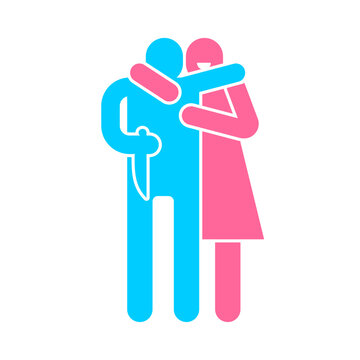 Changing husband. guy betrayed. Man traitor with knife. Concept of sticking a knife in wife's back.