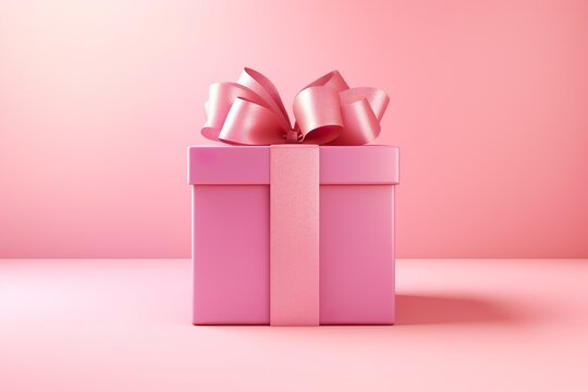Small Gift Box with Bow, Pink and Silver Ribbon for Gift Wrapping on Pink  Background Stock Photo - Image of shopping, wrapping: 224929012