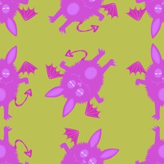 Halloween cartoon monsters seamless bats pattern for wrapping paper and fabrics and kids clothes print and festive