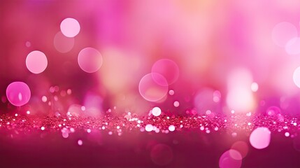 abstract festive celebration template texture background banner panorama - pink magenta bokeh lights isolated on pink magenta paper texture, with space for text generative AI